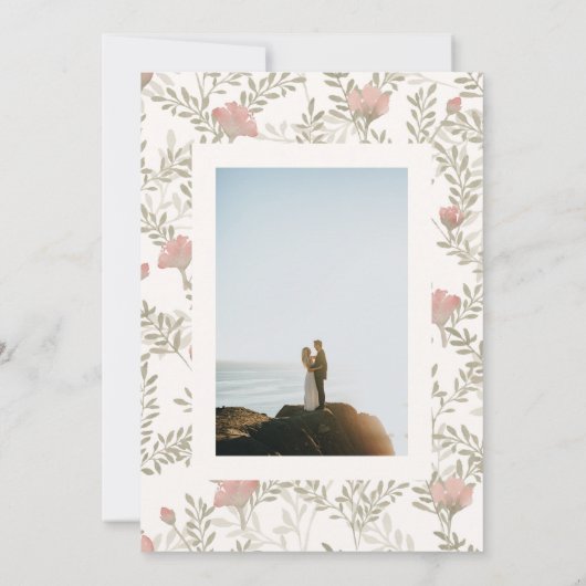 セージ&錆ウォーターのカラーフォト結婚式招待状 招待状 (裏面)