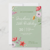 「セージ 26歳の誕生日パーティーへ シンプルな花の招待状」 招待状 (正面)