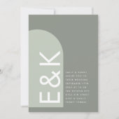 セージArch Moss抽象芸術ジャパンディ結婚ミニマリズム 招待状 (正面)