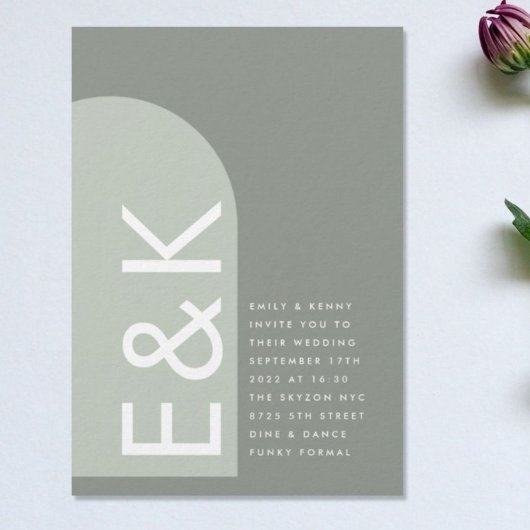 セージArch Moss抽象芸術ジャパンディ結婚ミニマリズム 招待状