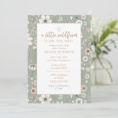 セージBohoワイルドフラワーベビーシャワー 招待状 (スタンド正面)