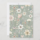 セージBohoワイルドフラワーベビーシャワー 招待状 (裏面)