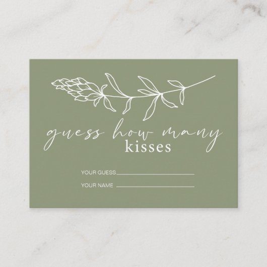 セージBoho花どのように多くのキスブライダルゲーム エンクロージャーカード (正面)