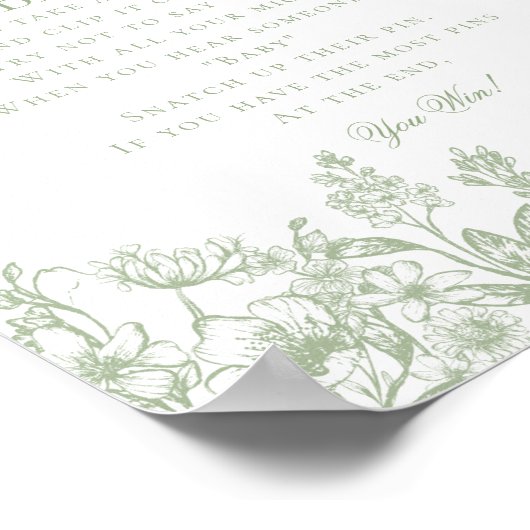 セージChinoiserieは赤ちゃんシャワーゲームと言わない ポスター (角)