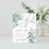 セージEucalyptusミニマリスト低コスト結婚式の招待 (スタンド正面)