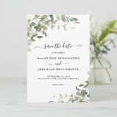 セージEucalyptus緑の結婚式の日付を保存 セーブザデート (スタンド正面)