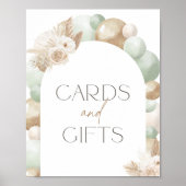 セージPampas草アーチ赤ちゃんシャワーカードとギフト ポスター (正面)