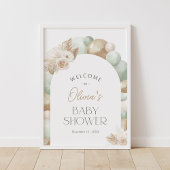 セージPampas草アーチ赤ちゃんシャワー歓迎サイン ポスター