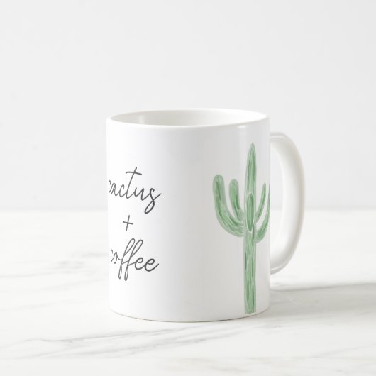 セージSaguaro Cactusプラスコーヒーウォーターカラーマグ コーヒーマグカップ (正面右)