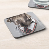 セーターおよび帽子の犬 コースター (左側)