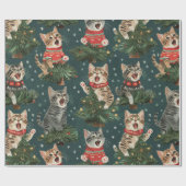 セーターでオクリスマスツリーを歌う子猫 ラッピングペーパー (フラット)