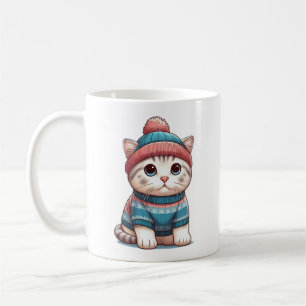 セーターとビーニーを着た可愛い猫 コーヒーマグカップ