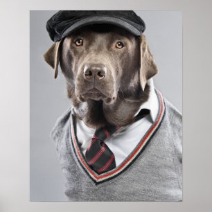 セーターと帽子を着た犬 ポスター
