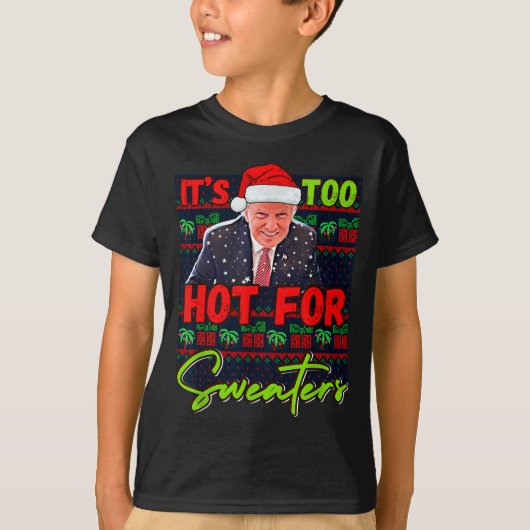 セーターには暑すぎる 面白いアグリークリスマス ドナルド・ドナ Tシャツ (正面)