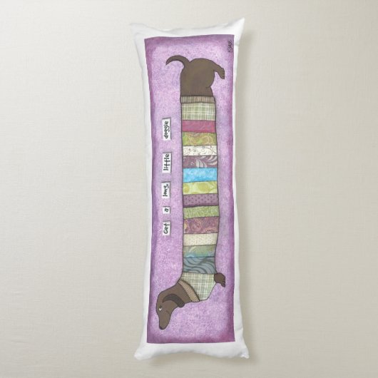 セーターのダックスフント- Doxieのおもしろいな枕 ボディピロー (裏面 (縦))