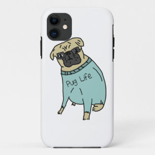 セーターのパグの人生のおもしろい犬 iPhone 11 ケース