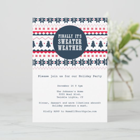 セーターの天候|の休日のパーティの招待状 招待状 (スタンド正面)
