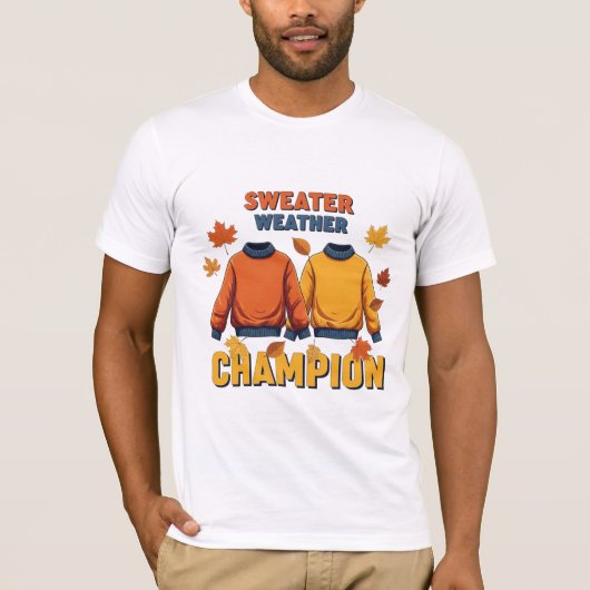 セーターの季節 チャンピオンの秋デザイン Tシャツ (正面)