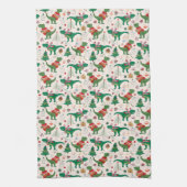 セーターの恐竜クリスマスパターン キッチンタオル (縦)