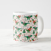 セーターの恐竜クリスマスパターン ジャンボコーヒーマグカップ (正面右)