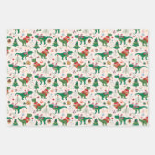 セーターの恐竜クリスマスパターン ラッピングペーパーシート (正面3)