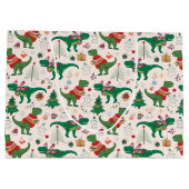 セーターの恐竜クリスマスパターン ラージペーパーバッグ (裏面)