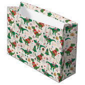 セーターの恐竜クリスマスパターン ラージペーパーバッグ (正面アングル)