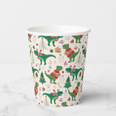 セーターの恐竜クリスマスパターン 紙コップ (裏面)