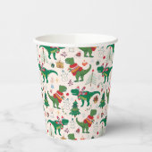 セーターの恐竜クリスマスパターン 紙コップ (左)