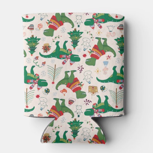 セーターの恐竜クリスマスパターン 缶クーラー (裏面)