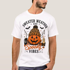 セーターの気候とスプーキーな雰囲気のハロウィンTシャツ Tシャツ