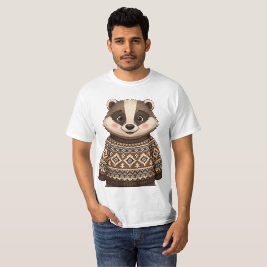 セーターを着たアナグマTシャツ Tシャツ (正面フル)