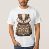 セーターを着たアナグマTシャツ Tシャツ (正面)
