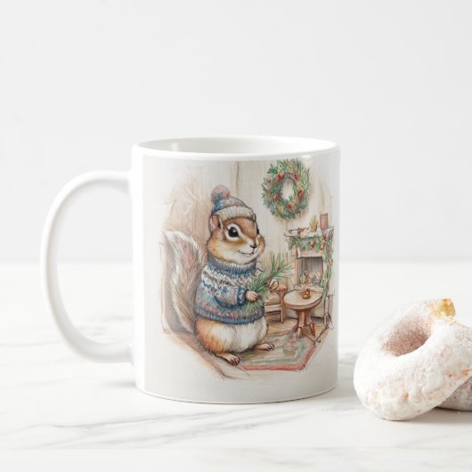 セーターを着たクリスマシマリス コーヒーマグカップ (ドーナツ)