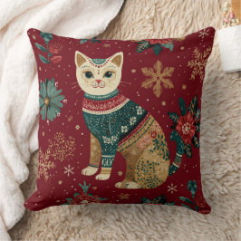 セーターを着たクリスマスの猫 クッション