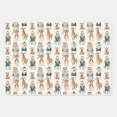 セーターを着たクリスマス冬の動物園 ラッピングペーパーシート (正面3)