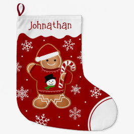 セーターを着たジンジャーブレッドマン ラージクリスマスストッキング