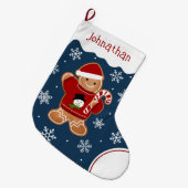 セーターを着たジンジャーブレッドマン ラージクリスマスストッキング (正面 (吊り時))
