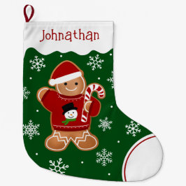 セーターを着たジンジャーブレッドマン ラージクリスマスストッキング