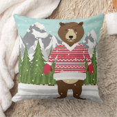 セーターを着た陽気なクリスマスベア クッション (ブランケット)