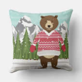 セーターを着た陽気なクリスマスベア クッション (裏面)