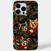 セーターを着てクリスマスの木で歌う子猫 Case-Mate iPhoneケース (裏面)