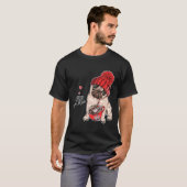 セーターを編んだパグとコーヒー Tシャツ (正面フル)
