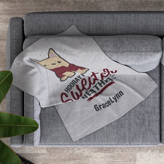 セーターウェザーフランスのブルドッグ フリースブランケット