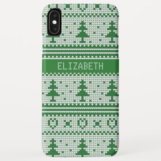 セーターグリーンホワイトクリスマスツリーパーソナライズされた Case-Mate iPhoneケース (裏面)