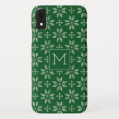 セーターグリーンホワイトフェアアイルクリスマスホリデーモノグラム Case-Mate iPhoneケース (裏面)