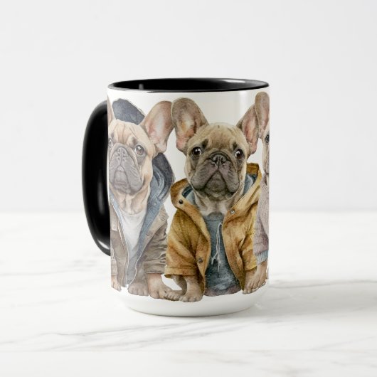 セーターフランスの付きの愛らしいブルドッグ マグカップ (正面左)