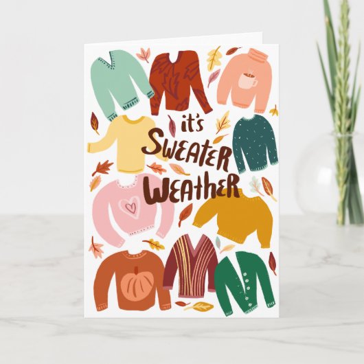 セーター天気秋秋の季節かわいい カード (正面)