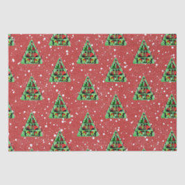 セーター姿のかわいい黒猫クリスマスツリーレッド 薄葉紙