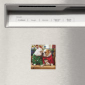 セーター姿のクリスマスブルドッグ マグネット (インサイチュ (食洗機))